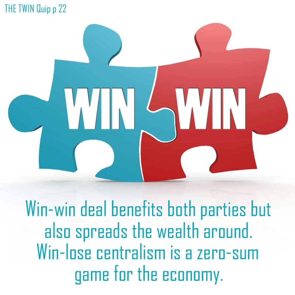 THE TWIN Quip p 22: Win-win deal.